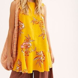 Free People Yellow Floral Tunic